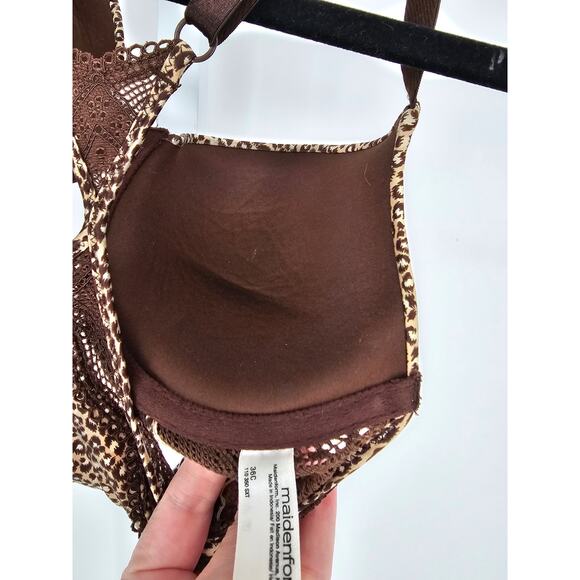 Maidenform Womens Sz 36C Front Clasp Padded T Shirt Bra Leopard Print - Picture 5 of 5